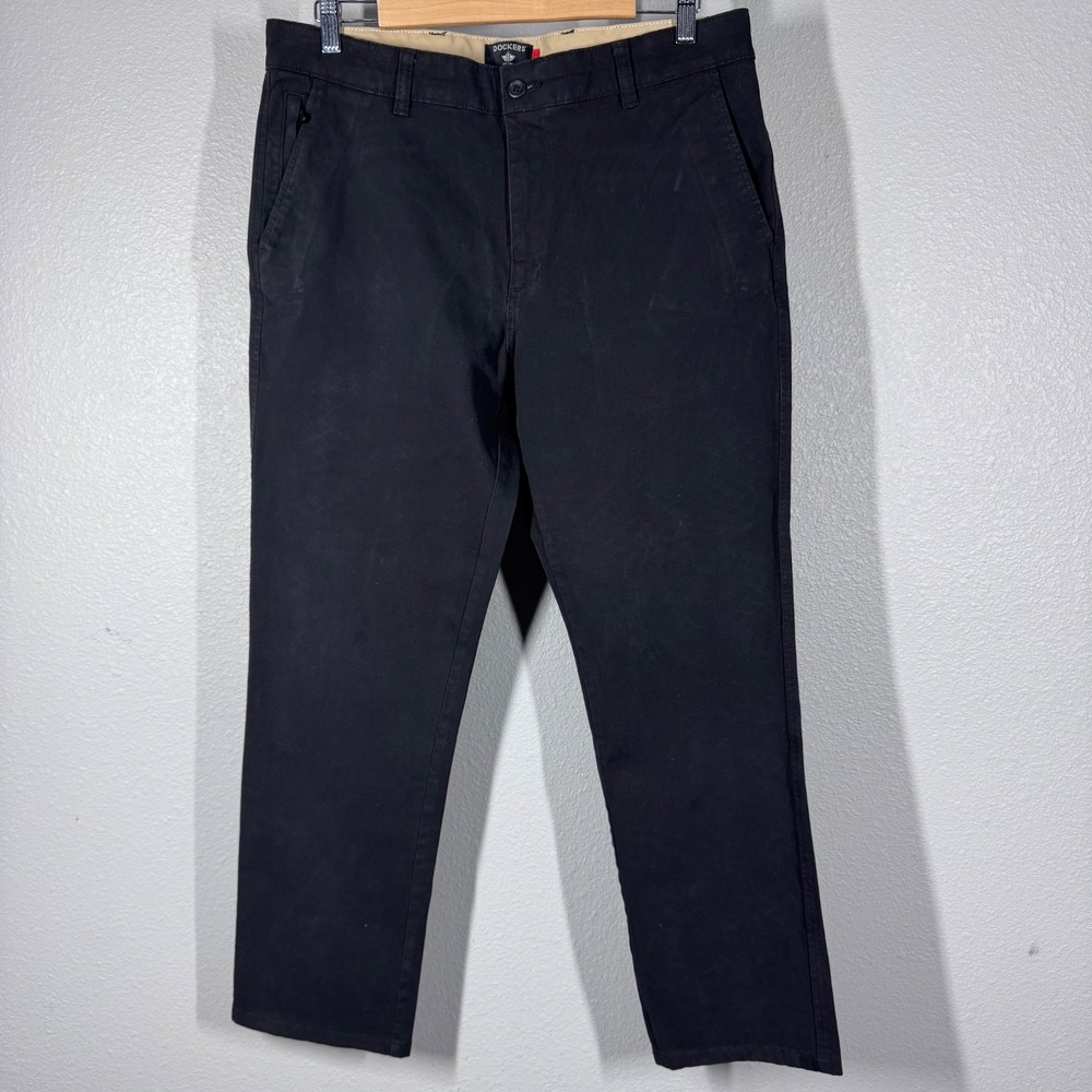 Dockers Mens 33x30 Smart 360 Flex Slim Fit Chino Pants Black Stretch Preppy